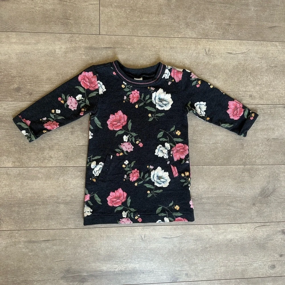 Old Navy Floral Light Sweater Long Sleeve Dress Baby Girl 6-12 Months VGUC